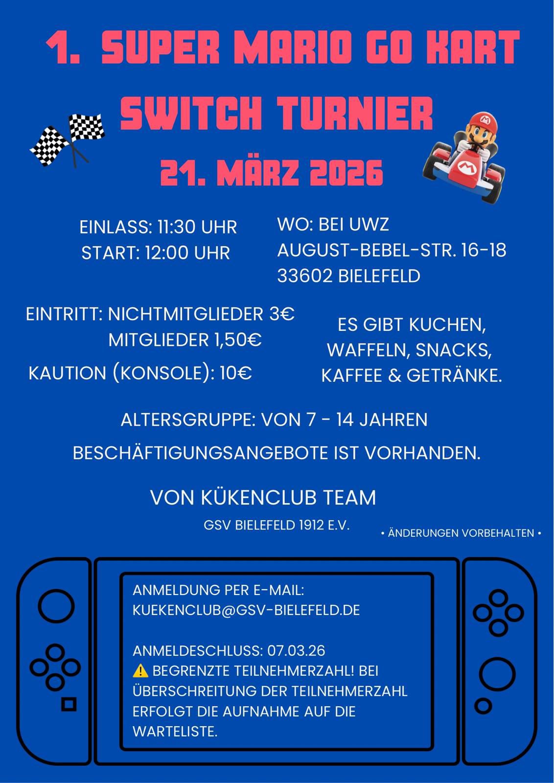 1. Turnier Super Mario Gokart – Information