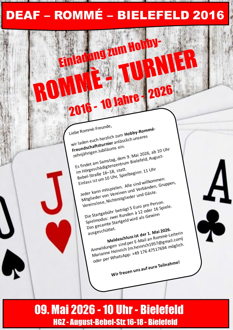 Hobby Rommé Turnier am 9 Mai ’26